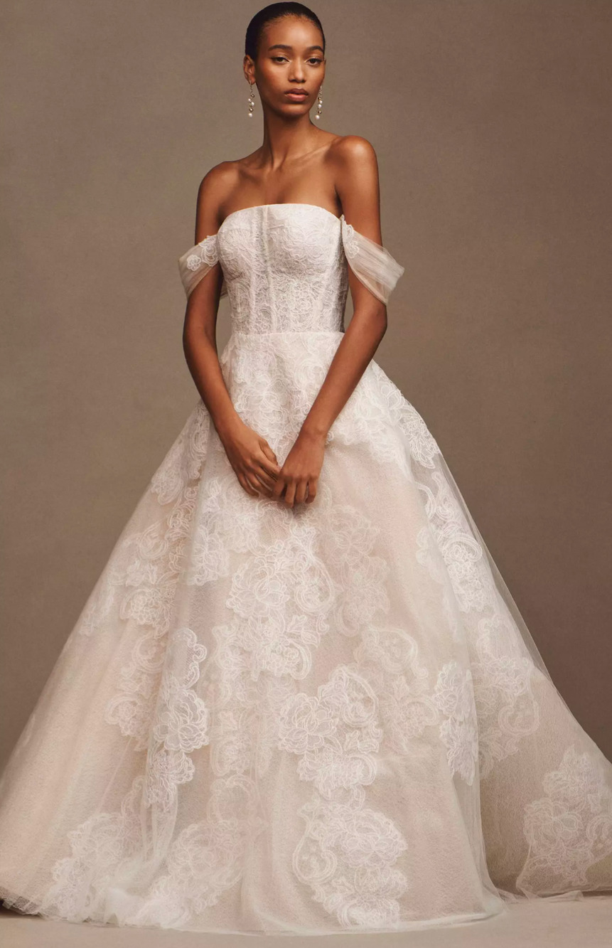 Watters Ilene Wedding Dress Size 15 Ivory Nude Lace Strapless NWT Bridal